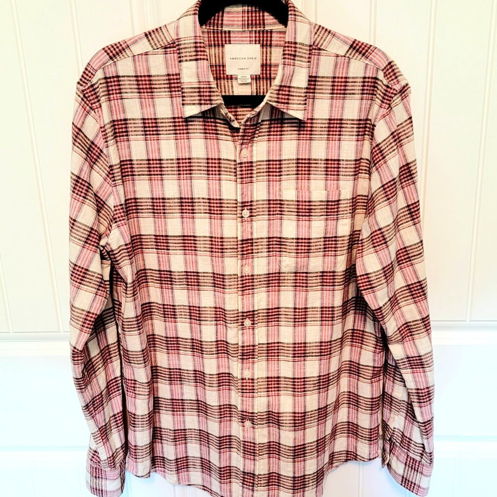 American Eagle Mens Size Medium Classic Fit Long Sleeve Button Down Shirt EUC